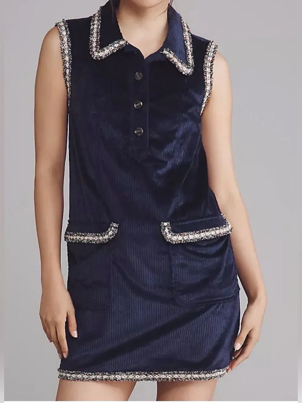 By Anthropologie Collared Corduroy Mini Dress NWT Size XS